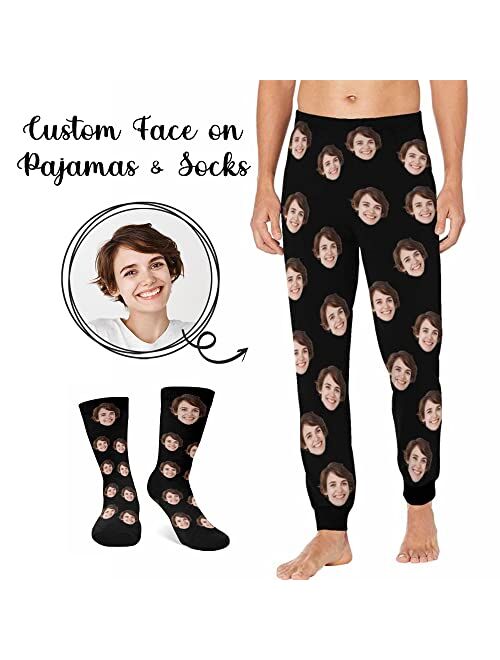 YESCUSTOM Personalized Face Pajama Pants for Men Custom Photo Printed Pajama Bottoms Trousers for Boyfriend Husband