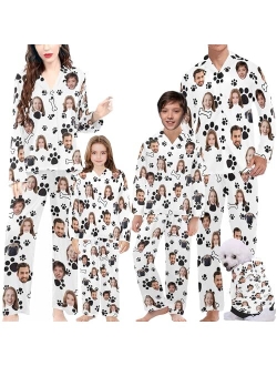 Artsadd Personalized Family Matching Pajamas Set Cutom Faces Funny Sleepwear Pjs for Men, Women, Pet, Dog, Kids, Teens