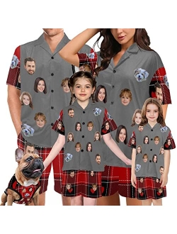 Artsadd Personalized Family Matching Pajamas Set Cutom Faces Funny Sleepwear Pjs for Men, Women, Pet, Dog, Kids, Teens