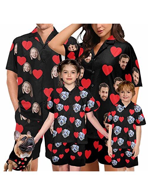 Artsadd Personalized Family Matching Pajamas Set Cutom Faces Funny Sleepwear Pjs for Men, Women, Pet, Dog, Kids, Teens