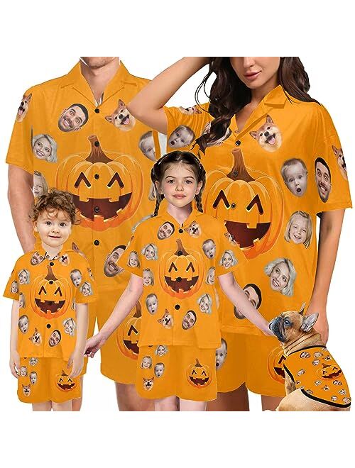 Artsadd Personalized Family Matching Pajamas Set Cutom Faces Funny Sleepwear Pjs for Men, Women, Pet, Dog, Kids, Teens