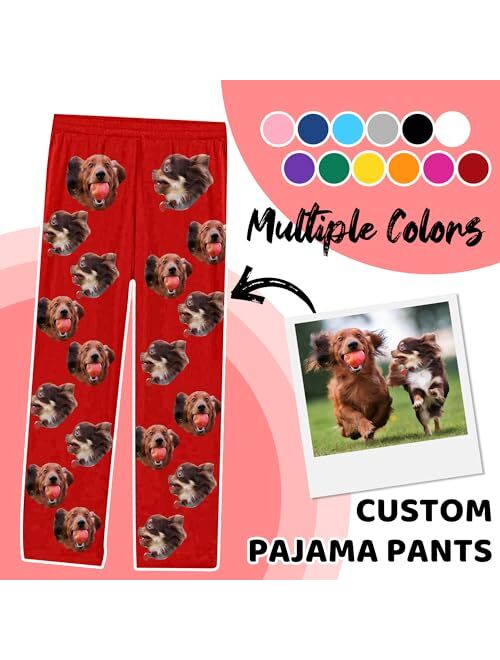 Yescustom Personalized Photo Face Pajama Pants for Men Custom Plaid Stripes Pajama Sleepwear Bottoms with Pockets