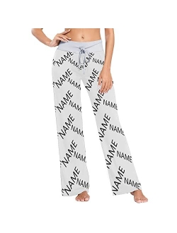 Fisyme Face Custom Pajama Pants for Women Pjs Bottoms Drawstring Wide Leg Jogger Lounge Personalized Pants Sleepwear