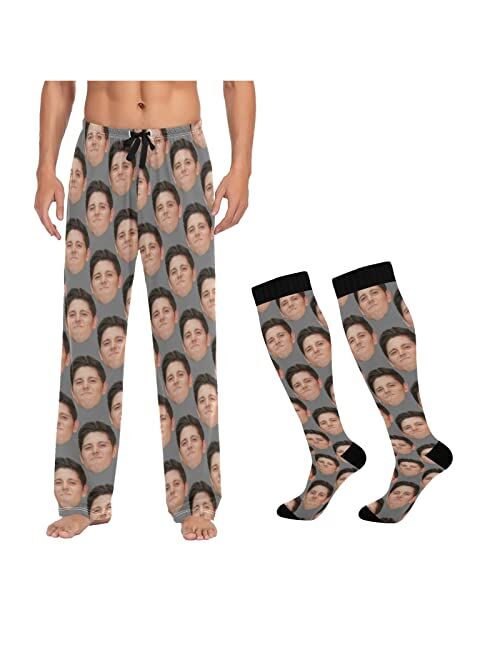 CHIFIGNO Personalized Funny Photo Face Men's Pajama Pants