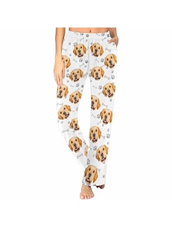 FunStudio Personalized Pajama Pants for Women Custom Photo Face Printed Pajama Bottoms with Pockets