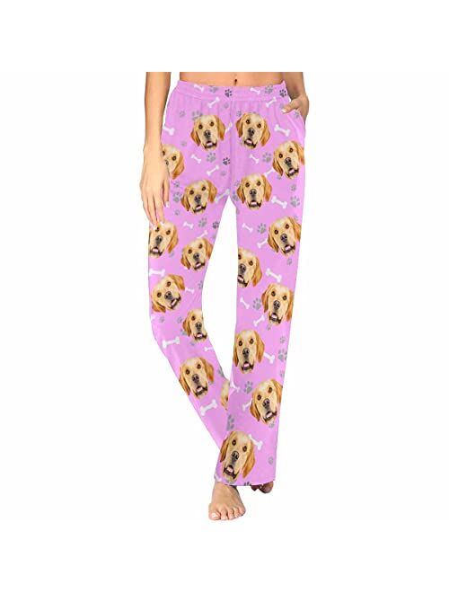 FunStudio Personalized Pajama Pants for Women Custom Photo Face Printed Pajama Bottoms with Pockets