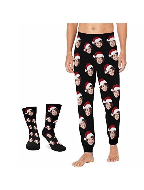 YESCUSTOM Personalized Pajama Pants for Men Custom Photo Face Printed Pajama Bottoms Trousers for Boyfriend Husband