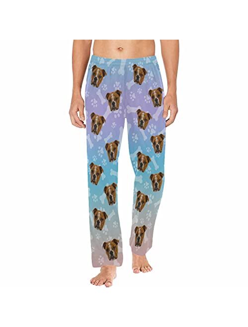 Mypupsocks Custom Face Purple Men's Pajamas Pants Cute Paws Soft Photo Bottoms Pants S-2XL