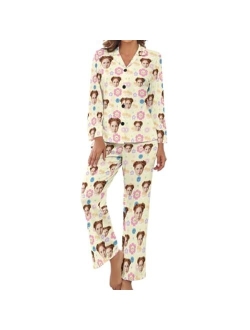 M YESCUSTOM Funny Pajamas Set for Women, Personalized Pajamas Loungewear Sleepwear PJ Sets Personalized Photo Gifts