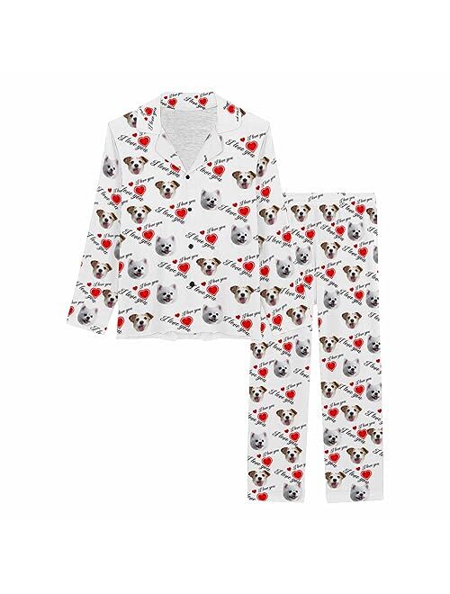 M YESCUSTOM Funny Pajamas Set for Women, Personalized Pajamas Loungewear Sleepwear PJ Sets Personalized Photo Gifts