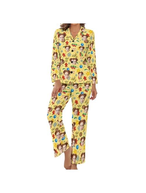 M YESCUSTOM Funny Pajamas Set for Women, Personalized Pajamas Loungewear Sleepwear PJ Sets Personalized Photo Gifts