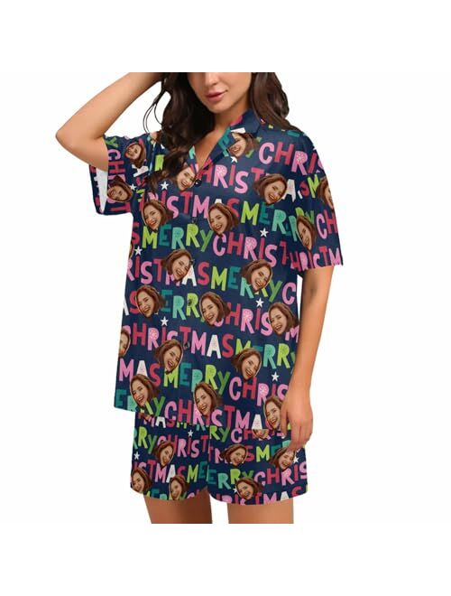 M YESCUSTOM Funny Pajamas Set for Women, Personalized Pajamas Loungewear Sleepwear PJ Sets Personalized Photo Gifts