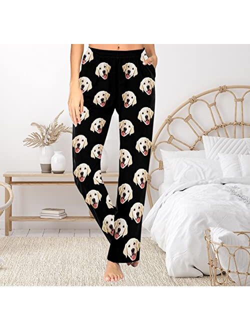 Mypupsocks Custom Face Pajamas Pants Personalized Sleepwear Bottoms for Women XS-XXL