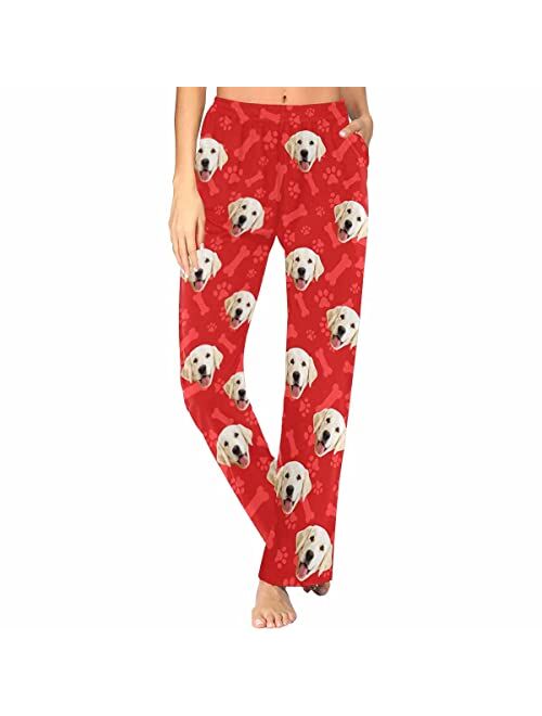 Mypupsocks Custom Face Pajamas Pants Personalized Sleepwear Bottoms for Women XS-XXL