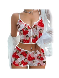 Artsadd Custom Pajama Sets with Face, Personalized Pajamas Funny Sleepwear with Photo Two Piece PJ Set Pjs Gifts for Women