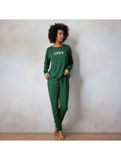 Little Co. by Lauren Conrad Women's LC Lauren Conrad Pajama Top and Banded Pajama Bottoms Sleep Set