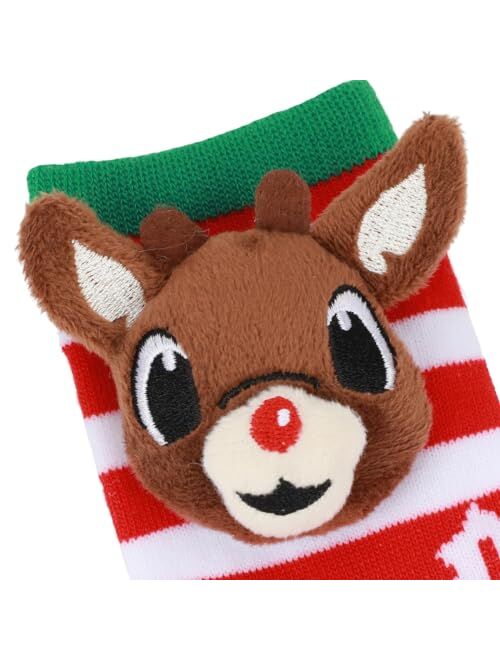 Bioworld Rudolph The Red-Nosed Reindeer Holly & Snowflakes Kids 2-Pair Crew Socks