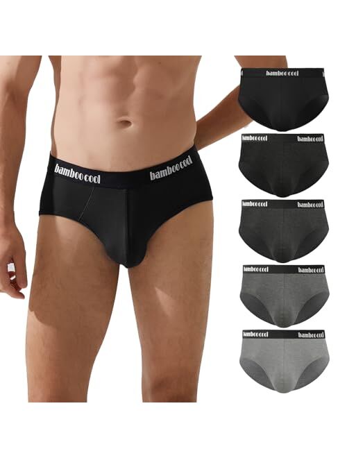 BAMBOO COOL Men's Underwear Briefs Soft Breathable Bamboo Briefs Underwear Contour Pouch No Fly Men's Briefs