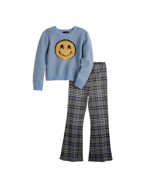 Girls 7-16 IZ Byer 2-Piece Sweater & Knit Plaid Pants