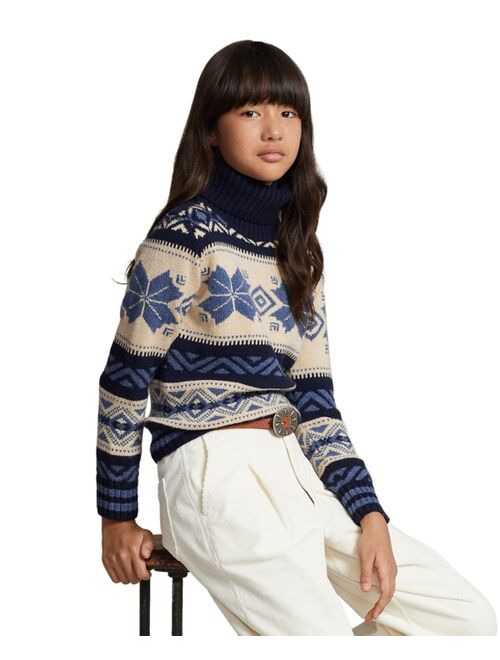 POLO RALPH LAUREN Big Girls Fair Isle Wool-Blend Turtleneck Sweater