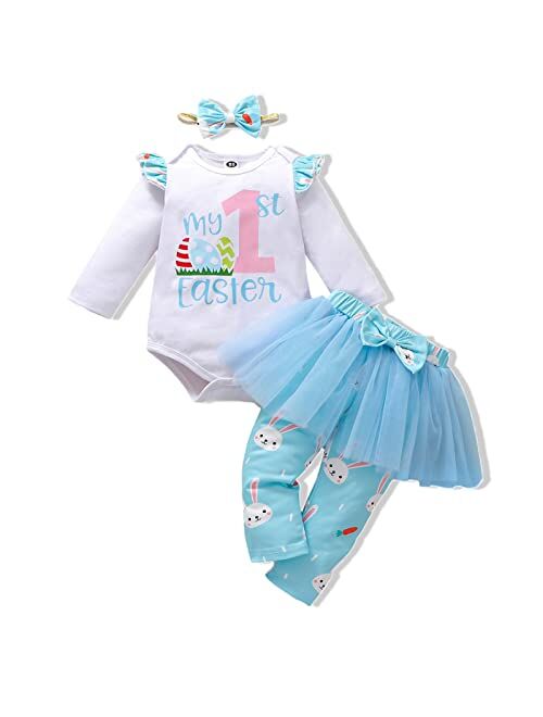 Gakizon Infant Baby girl easter clothes baby toddler easter day outfit set My 1st easter outfit