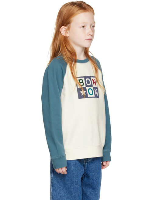 BONTON Kids Blue & Off-White Felted Sweater