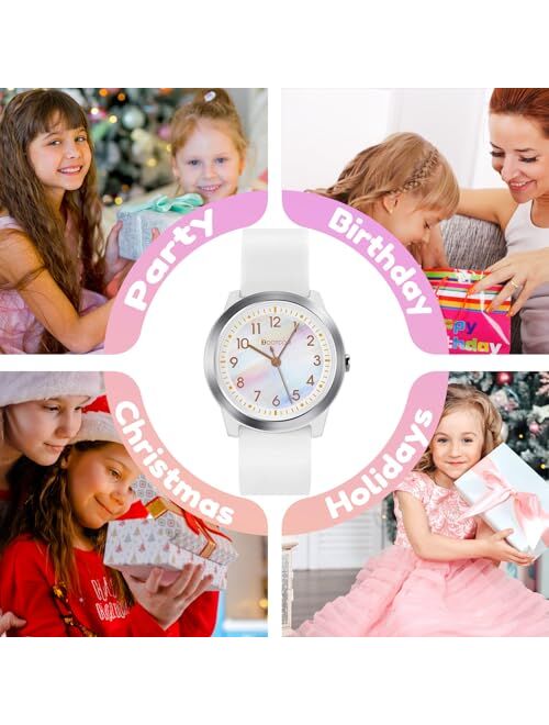 PROKING Kids Analog Watch for Girls Boys Children Teens,5-18 Years Old,Learning Time and Easy to Read,Minimalist Wrist Watch with Soft Band,5ATM Waterproof