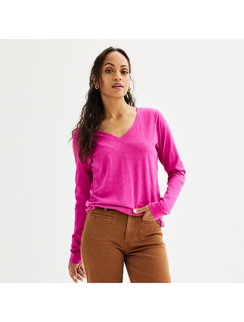 Women's Sonoma Goods For Life Everyday V-Neck Long Sleeve Tee