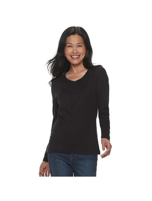 Women's Croft & Barrow Essential Long Sleeve V-Neck Tee