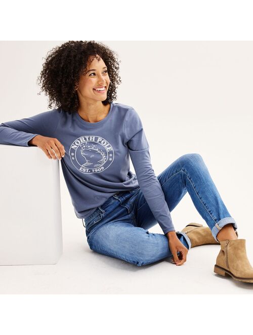 Women's Sonoma Goods For Life Long Sleeve Holiday Graphic Tee