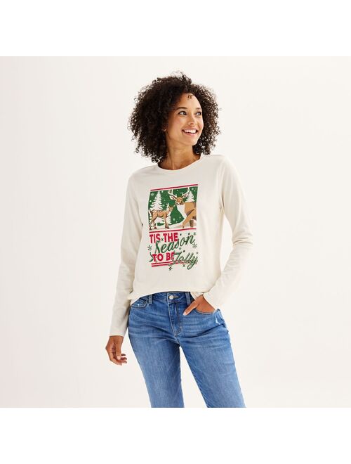 Women's Sonoma Goods For Life Long Sleeve Holiday Graphic Tee