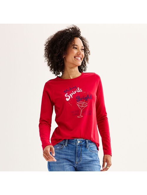 Women's Sonoma Goods For Life Long Sleeve Holiday Graphic Tee