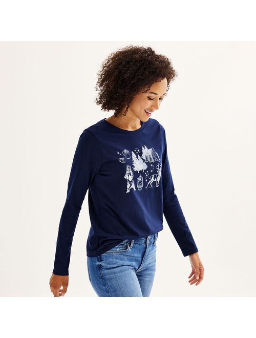 Women's Sonoma Goods For Life Long Sleeve Holiday Graphic Tee