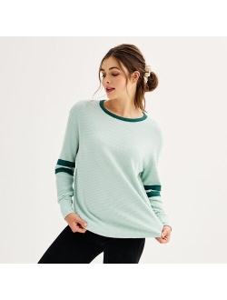 Juniors' SO Cozy Long Sleeve Stripe Crewneck Tee