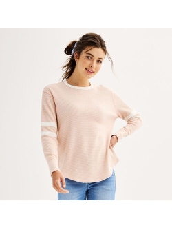 Juniors' SO Cozy Long Sleeve Stripe Crewneck Tee