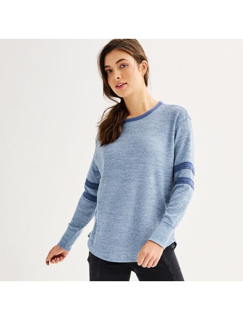 Juniors' SO Cozy Long Sleeve Stripe Crewneck Tee