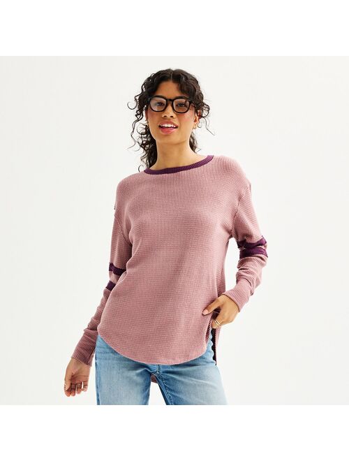 Juniors' SO Cozy Long Sleeve Stripe Crewneck Tee