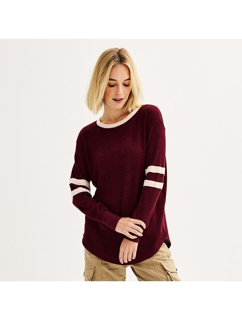 Juniors' SO Cozy Long Sleeve Stripe Crewneck Tee