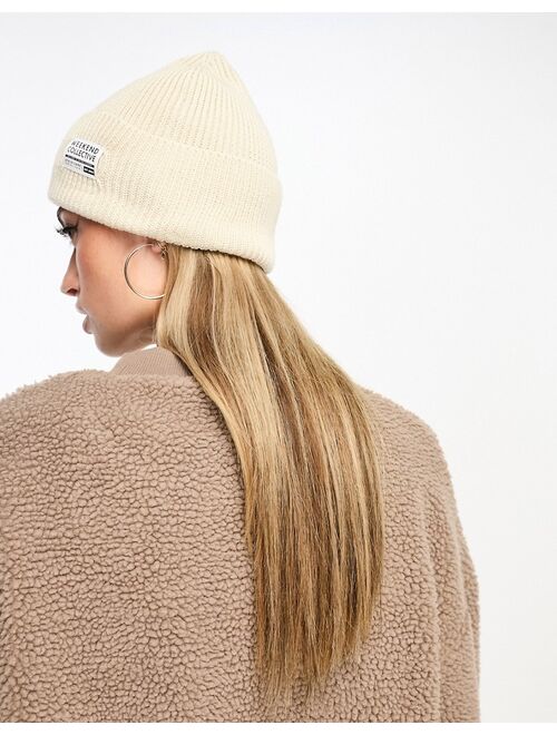 ASOS Weekend Collective fisherman beanie with woven label