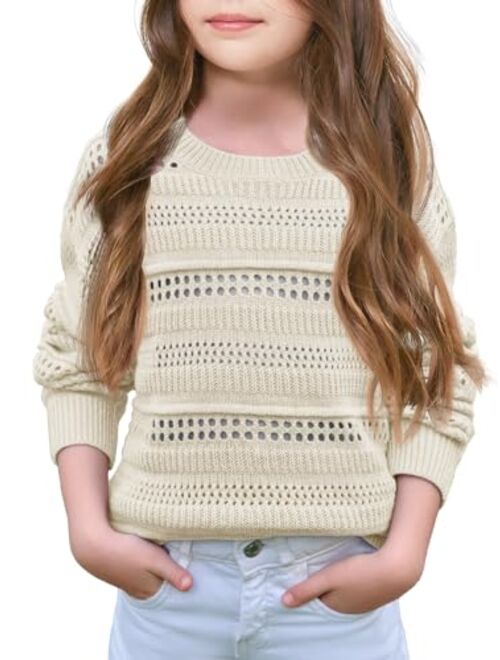 Haloumoning Girls Sweaters Kids Fashion Hollow Out Knit Pullover Clothes 5-14 Years