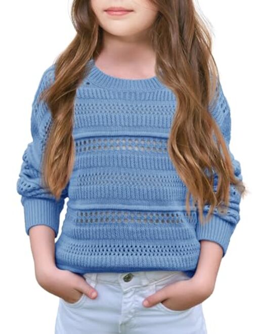 Haloumoning Girls Sweaters Kids Fashion Hollow Out Knit Pullover Clothes 5-14 Years