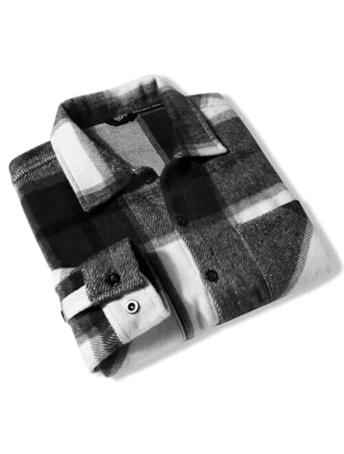 COOFANDY Men's Flannel Shirts Casual Button Down Plaid Shirt Jacket Long Sleeve Fleece Shacket with Pockets