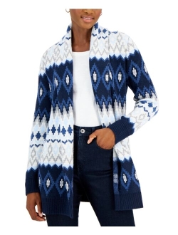 STYLE & CO Women's Cozy Fairisle Cardigan, Created for Macy's