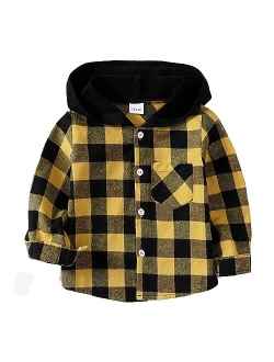 Kimi Bear Baby Toddler Boys Long Sleeve Shirt Plaid Flannel Button Down Shirts Christmas Outfit Top Jacket Fall Winter Clothes