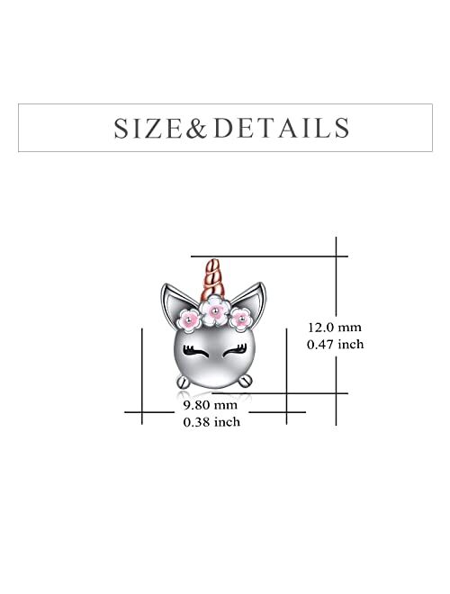 YFN Unicorn Gifts for Girls Earrings Sterling Silver Unicorn Flower Animals Hypoallergenic Stud Earring for Teen Girls