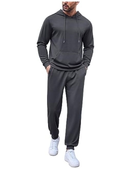 Men's Tracksuit 2 Pieces Long Sleeve Sets Casual Hooded Sweatsuits Jogging Suits