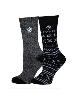 2-Pk. Fairisle Thermal Crew Socks