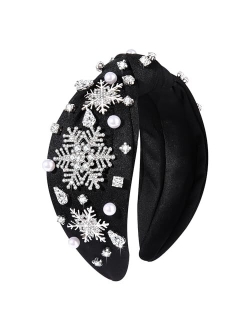 boderier Christmas Headbands for Women Christmas Tree Snowman Antler Headband Crystal Wide Knotted Headband Xmas Holiday Hair Accessories Gifts