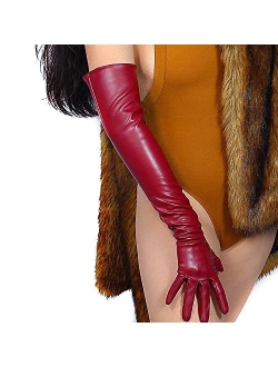 DooWay Women Long Leather Opera Gloves Evening Party Costume Faux Leather Cosplay Dress Accessories 24 inches