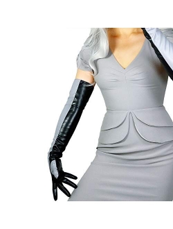 DooWay Women Long Leather Opera Gloves Evening Party Costume Faux Leather Cosplay Dress Accessories 24 inches